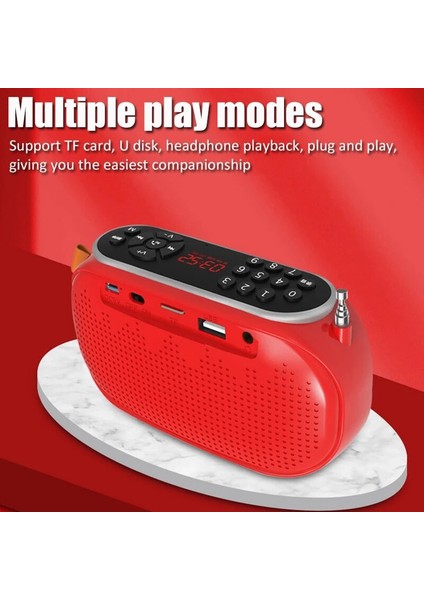 JS-5616-KIRMIZI Mini Radyo Taşınabilir Fm Alıcısı Bluetooth Stereo Hoparlör Tf/usb Müzik Çalar, Kulaklık Bağlantı Noktası/gürültü Önleyici Mıc/led Ekran (Yurt Dışından)