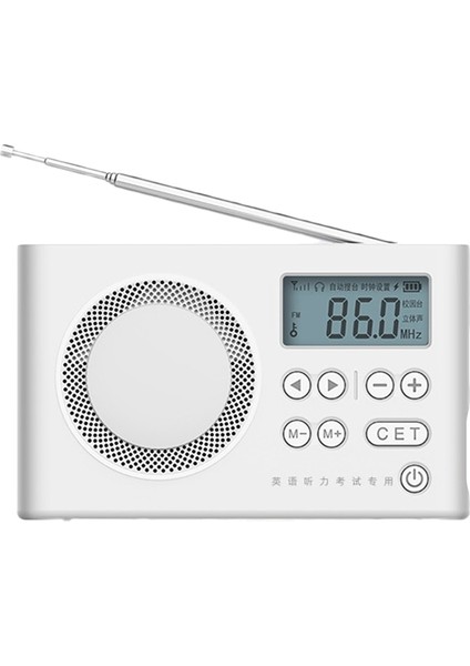 Gümüş Beyaz Taşınabilir Fm Radyo Mini Hoparlör LED Ekranlı 3.5mm Kulaklık Jakı Fm Radyo 50-108MHZ (Yurt Dışından)