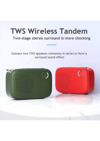 Yeşil Mini Radyo Taşınabilir Fm Radyo Alıcısı Stereo Surround Hoparlör ile Bluetooth Hoparlör Desteği Tws/aux/tf Kart Oynatma (Yurt Dışından)