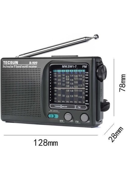 Siyah 2023 Yeni Tecsun R-909 Fm/am/sw Radyo 12 Bant Taşınabilir Alıcı Radyo Yüksek Hassasiyet Seçiciliği Düşük Gürültü Fm/am/sw Radyo (Yurt Dışından)