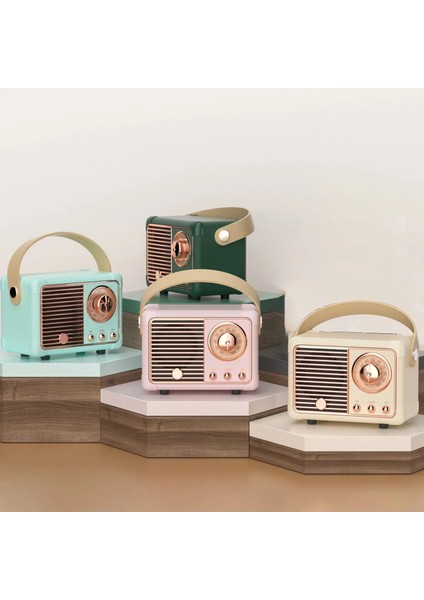 Yeşil Kablosuz Stereo Retro Hifi Bluetooth V5.0 Hoparlör HM11 Taşınabilir Vintage Hoparlör Tam Aralıklı 50HZ-20KHZ Seyahat Müzik Çalar (Yurt Dışından) indirimleri