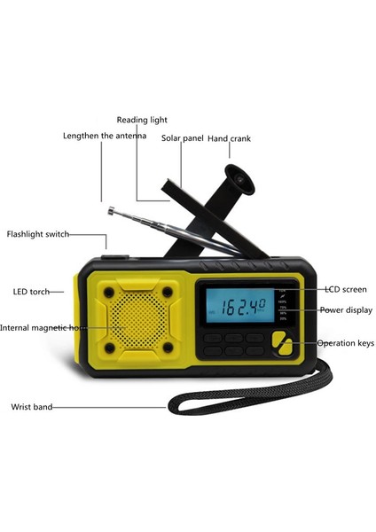 366-SIYAH Am/fm/wb Çok Fonksiyonlu LCD Ekranlı Güneş Radyosu, Cep Telefonu Şarjı, El Krank Jeneratörü Acil Durum, Okuma Işıklı (Yurt Dışından) indirimleri