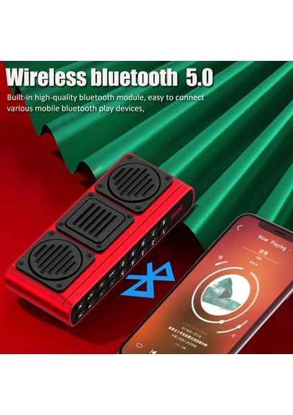 Siyah Taşınabilir Fm Radyo Bluetooth 5.0 Çift Hoparlör LED Ekranlı Mp3 Müzik Çalar Destek Kayıt U Disk/tf Kart/kulaklık Çalma (Yurt Dışından)