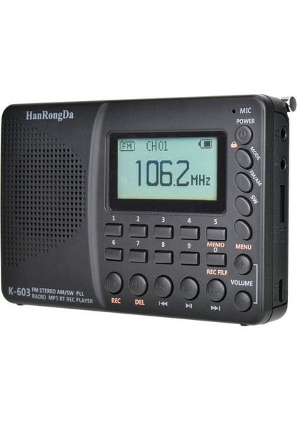 Fm Am Sw Tam Bant Tam Frekans Radyo Bt Hoparlörlü Taşınabilir Dijital Radyo Kapanma Hafıza Fonksiyonu LCD Ekran Radyo (Yurt Dışından)