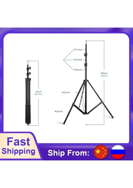 Sıcak Satış 2 M Işık Standı Tripod 1/4 Vida Kafası Fotoğraf Stüdyosu Softbox Video Flaş Şemsiye Reflektör Aydınlatma (Yurt Dışından)