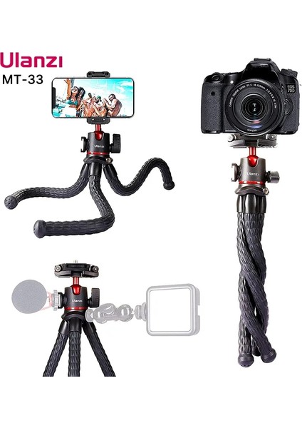 Mt-33 Vıjım Ulanzi Mt-33 Esnek Ahtapot Tripod Telefon Kamera Dslr 2in1 Tasarım Tripod Telefon Tutucu Yan Soğuk Ayakkabı 1/4'' Vida (Yurt Dışından)