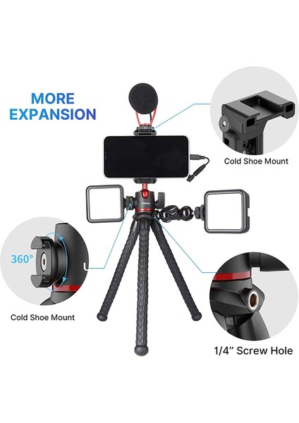 Mt-33 Vıjım Ulanzi Mt-33 Esnek Ahtapot Tripod Telefon Kamera Dslr 2in1 Tasarım Tripod Telefon Tutucu Yan Soğuk Ayakkabı 1/4'' Vida (Yurt Dışından)