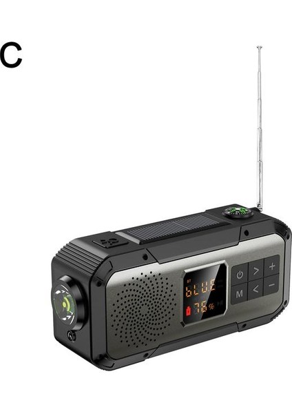 C Açık Hava Radyo Yüksek Işıklı Kamp Işık USB Cep Telefonu Bluetooth El-Krank Şarj Güneş Radyo Hoparlör R1W4 (Yurt Dışından)