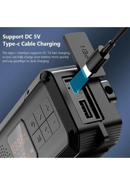 C Açık Hava Radyo Yüksek Işıklı Kamp Işık USB Cep Telefonu Bluetooth El-Krank Şarj Güneş Radyo Hoparlör R1W4 (Yurt Dışından) modelleri