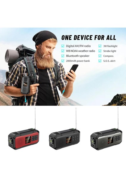 C Açık Hava Radyo Yüksek Işıklı Kamp Işık USB Cep Telefonu Bluetooth El-Krank Şarj Güneş Radyo Hoparlör R1W4 (Yurt Dışından) indirimleri