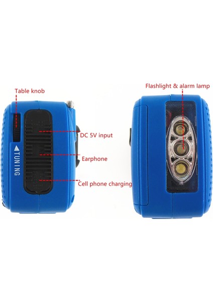 Mavi 1200 Mah Çok Fonksiyonlu El Radyosu Güneş Krank Dinamo Powered Am/fm/sw Radyo Kullanımı Acil Durum LED El Feneri Güç Bankası (Yurt Dışından)