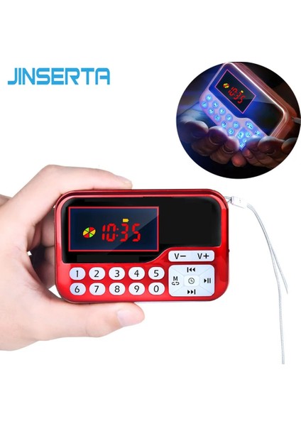 Kırmızı Jınserta Taşınabilir Mini Fm Radyo Hoparlör Müzik Çalar Tf Kart USB Pc Telefon Kılıfı Için LED Ekran Multimedya Mp3 Müzik Hoparlör (Yurt Dışından)