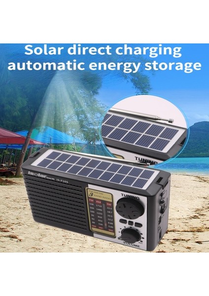 Gümüş Vintage Çok Fonksiyonlu Kablosuz Bluetooth Hoparlör, Acil Durum Solar Am/fm/sw Radyo, Tf Kart Oynamayı Destekleyen, LED Aydınlatma (Yurt Dışından)