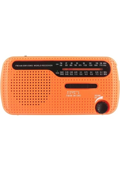 Turuncu 1200 Mah Çok Fonksiyonlu El Radyosu Güneş Krank Dinamo Enerjili Am/fm/sw Radyo Kullanımı Acil Durum LED El Feneri Güç Bankası (Yurt Dışından)
