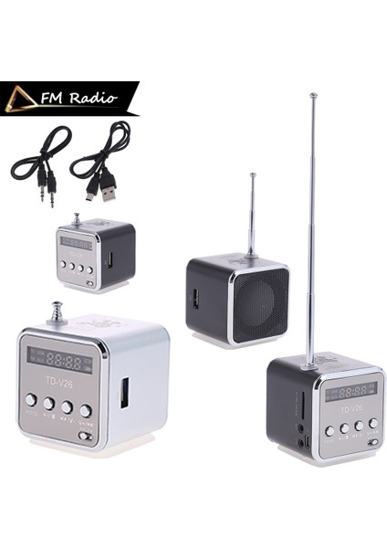 Gümüş TD-V26 Mini Radyo Alıcısı USB Taşınabilir Hoparlörler ile Fm Radyo Dijital Pc Telefon Mp3 Müzik Çalar Desteği Tf Kart (Yurt Dışından) fırsatları