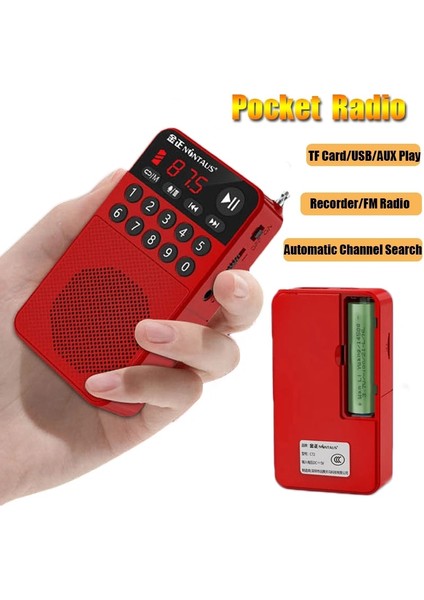 Kırmızı Cep Fm Radyo Taşınabilir Stereo Müzik Çalar Mini Kaydedici U Disk/tf Kart/kulaklık Solt Desteği Otomatik Kanal Arama (Yurt Dışından) fiyatları