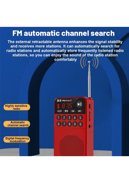 Kırmızı Cep Fm Radyo Taşınabilir Stereo Müzik Çalar Mini Kaydedici U Disk/tf Kart/kulaklık Solt Desteği Otomatik Kanal Arama (Yurt Dışından) modelleri