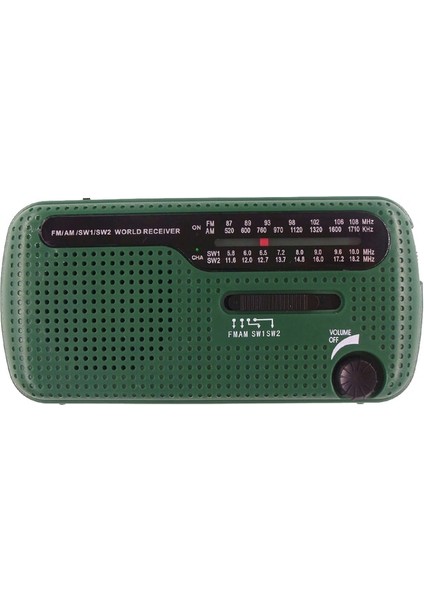 Yeşil 1200MAH Dış Mekan Acil Durum Telsizi Güneş Enerjili El Krank Radyosu Çok Bantlı Am/fm/sw Radyo Taşınabilir Güneş Paneli Radyosu 4 Şarj Yöntemi (Yurt Dışından)