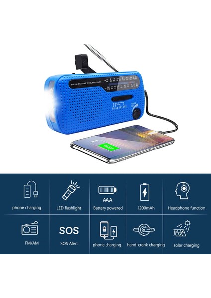 Yeşil 1200MAH Dış Mekan Acil Durum Telsizi Güneş Enerjili El Krank Radyosu Çok Bantlı Am/fm/sw Radyo Taşınabilir Güneş Paneli Radyosu 4 Şarj Yöntemi (Yurt Dışından) modelleri