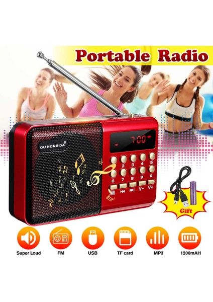 Gösterildiği Gibi Yeni Mini Taşınabilir Radyo El Dijital Fm USB Tf Mp3 Çalar Hoparlör Şarj Edilebilir Teleskopik Anten (Yurt Dışından) modelleri