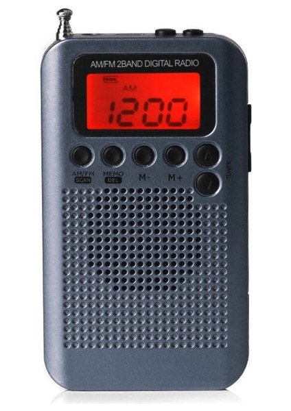 Gri HRD-104 Çift Bantlı Am Fm Radyo Taşınabilir LCD Dijital Ekran Mini Cep Radyosu, 40MM Sürücü Hoparlör ile (Yurt Dışından)