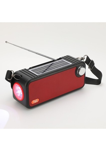 Kırmızı Güneş Enerjili Radyo Taşınabilir Fm Alıcısı Bluetooth5.3 Stereo Hoparlör Usb/tf/aux Mp3 Çalar, El Feneri/mıc/çift Güneş Panelleri (Yurt Dışından)