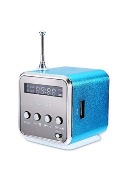 Mavi Mini TD-V26 Dijital Fm Radyo Hoparlör Taşınabilir Fm Alıcısı LCD Stereo Hoparlör Desteği Mikro Tf Kart A2 (Yurt Dışından)