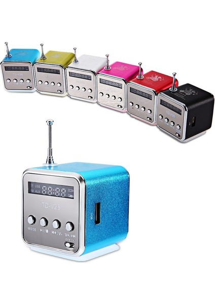 Mavi Mini TD-V26 Dijital Fm Radyo Hoparlör Taşınabilir Fm Alıcısı LCD Stereo Hoparlör Desteği Mikro Tf Kart A2 (Yurt Dışından) fiyatları
