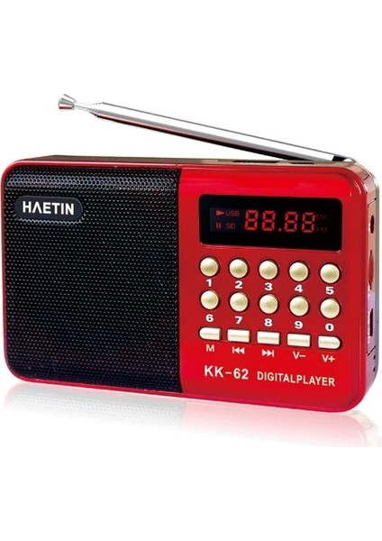 Kırmızı Mini Taşınabilir Radyo El Şarj Edilebilir Dijital Fm USB Tf Mp3 Çalar Hoparlör Hava Durumu Radyo Istasyonu Çalar Saat (Yurt Dışından)