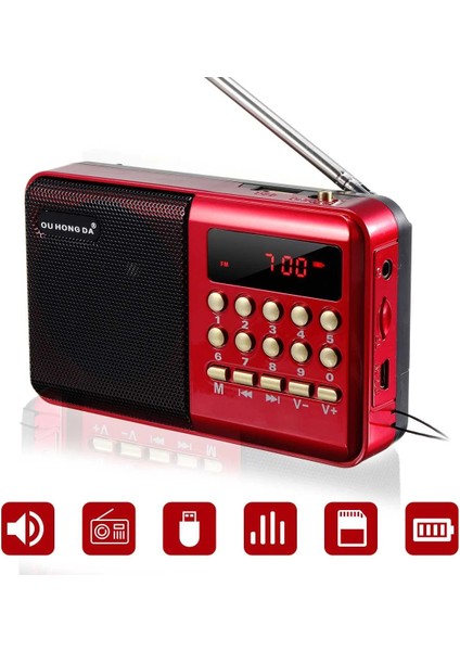 Kırmızı Mini Taşınabilir Radyo El Şarj Edilebilir Dijital Fm USB Tf Mp3 Çalar Hoparlör Hava Durumu Radyo Istasyonu Çalar Saat (Yurt Dışından) fiyatları