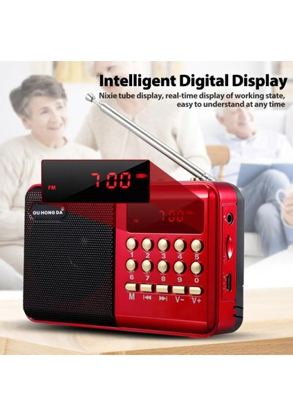 Kırmızı Mini Taşınabilir Radyo El Şarj Edilebilir Dijital Fm USB Tf Mp3 Çalar Hoparlör Hava Durumu Radyo Istasyonu Çalar Saat (Yurt Dışından) indirimleri