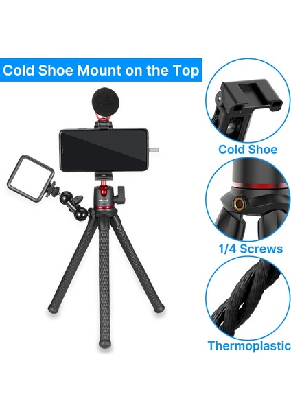 Ulanzı Sk-01 Ulanzi Mt-11 Ahtapot Esnek Tripod Telefon Slr Dslr Gopro Kamera Tripodu Uzatın 1/4 ''vidalı Ballhead Coldshoe Telefon Klip (Yurt Dışından)