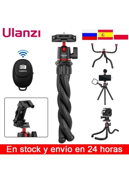 Ulanzı Sk-01 Ulanzi Mt-11 Ahtapot Esnek Tripod Telefon Slr Dslr Gopro Kamera Tripodu Uzatın 1/4 ''vidalı Ballhead Coldshoe Telefon Klip (Yurt Dışından)