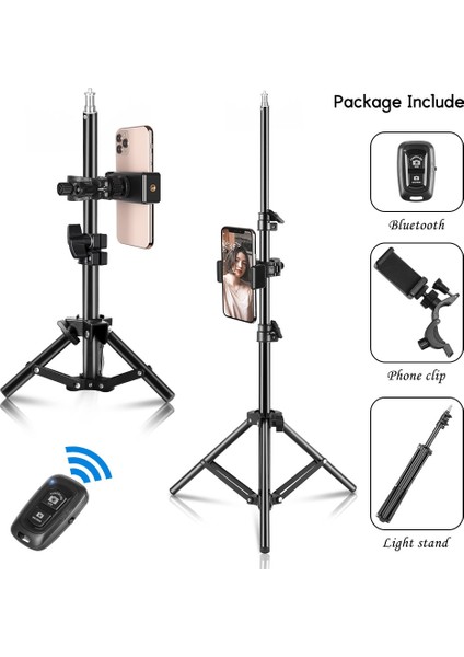 150 cm Selfie Tripod 1/4 Vidalı Işık Standı Kablosuz Bluetooth Uyumlu Telefon Kamera Fotoğraf Stüdyosu Softbox Halka Işık ile Holdel (Yurt Dışından)