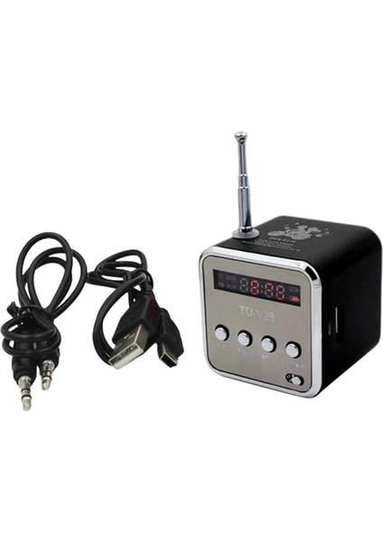Siyah TD-V26 Fm Radyo Mp3 Çalar Hoparlör Taşınabilir Cep Dijital Fm Stereo Radyo Alıcısı LCD Ekran Desteği USB Tf Kart (Yurt Dışından)