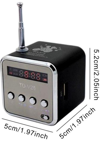 Siyah TD-V26 Fm Radyo Mp3 Çalar Hoparlör Taşınabilir Cep Dijital Fm Stereo Radyo Alıcısı LCD Ekran Desteği USB Tf Kart (Yurt Dışından)