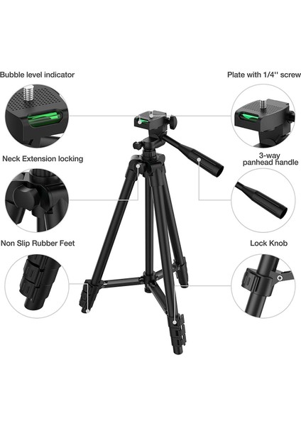 Siyah Taşınabilir Telefon Tripodu Selfie Standı Ayarlanabilir Dslr Kamera Fotoğraf Standı Montaj Akıllı Telefon Tutucu Klip Kontrolü Video Canlı (Yurt Dışından)