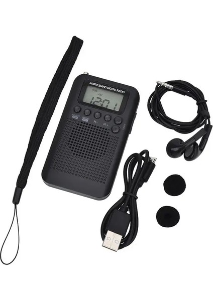 Siyah HRD-104 Cep Am Fm Radyo LCD Dijital Radyo Frekansı Ekranı Şarj Edilebilir Mini Stereo Radyo Sürücü Hoparlör ile Taşınabilir (Yurt Dışından)