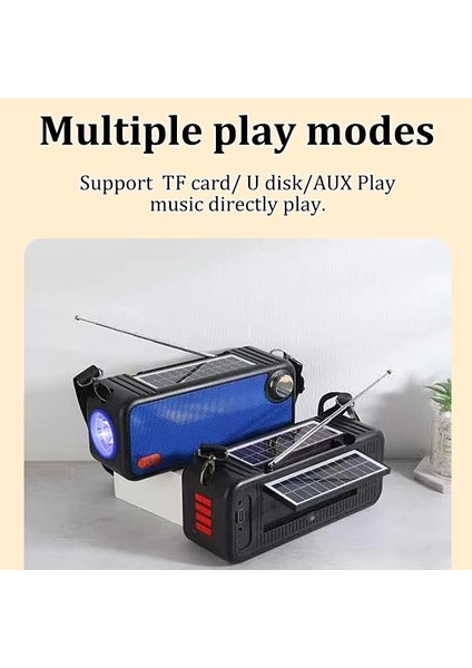 Kırmızı Güneş Enerjili Radyo Taşınabilir Fm Alıcısı Bluetooth5.3 Stereo Hoparlör Usb/tf/aux Mp3 Çalar, El Feneri/mıc/çift Güneş Panelleri (Yurt Dışından) indirimleri
