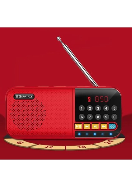 Kırmızı Taşınabilir Fm Radyo Kablosuz Bluetooth Hoparlör Kaydedici Mp3 Müzik Çalar LED Dijital Ekran ile Destek Tf Kart USB Oynat (Yurt Dışından)