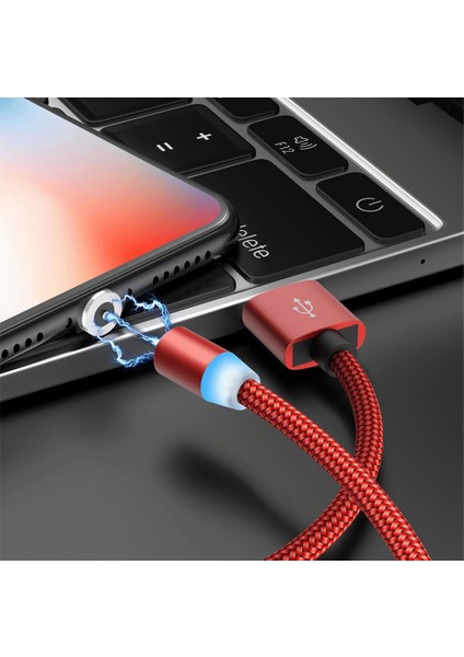 1m Kırmızı Kablo Manyetik USB Kablosu Hızlı Şarj USB C Tipi Kablo Mıknatıslı Şarj Cihazı Veri Şarjı Mikro USB Kablosu Cep Telefonu Kablosu USB Kablosu Kablosu (Yurt Dışından)