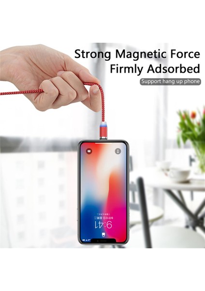 1m Kırmızı Kablo Manyetik USB Kablosu Hızlı Şarj USB C Tipi Kablo Mıknatıslı Şarj Cihazı Veri Şarjı Mikro USB Kablosu Cep Telefonu Kablosu USB Kablosu Kablosu (Yurt Dışından)