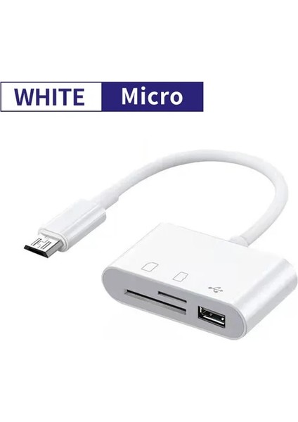 Mikro 3'ü 1 Arada Beyaz Sd Kart Okuyucu USB C Kart Okuyucu 3'ü 1 Arada USB Tf/mirco Sd Akıllı Bellek Kartı Okuyucu Tip C Otg Flash Sürücü Kart Okuyucu Adaptörü (Yurt Dışından)