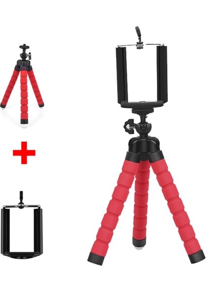 Kırmızı Tripod Kiti Telefon Için Tripod Esnek Sünger Ahtapot Mini Tripod iPhone Samsung Xiaomi Için Akıllı Telefon Tutucu Klip Standı Gopro 9 8 7 (Yurt Dışından)
