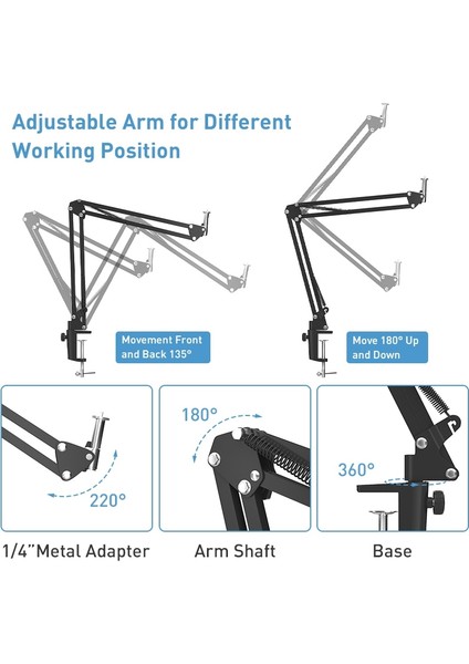 Cep Telefonu Tutucu Esnek Kaz Boyun Tipi Stand 360° Dönüş Uzun Kol Masa Braketi Halka Işık, Mikrofon, Video Çekimi Için Mobil Kelepçe (Yurt Dışından) fırsatları