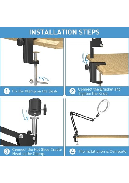 Cep Telefonu Tutucu Esnek Kaz Boyun Tipi Stand 360° Dönüş Uzun Kol Masa Braketi Halka Işık, Mikrofon, Video Çekimi Için Mobil Kelepçe (Yurt Dışından) indirimleri