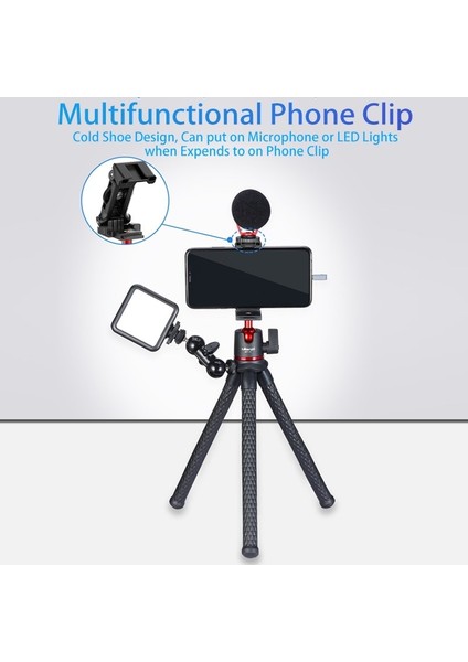 Uzaktan Ulanzi Mt-11 Dslr Akıllı Telefon Için Esnek Ahtapot Tripod 2 In 1 Tripod Sihirli Kol Için 1/4 '' Vida Uzatın LED Video Işığı (Yurt Dışından)
