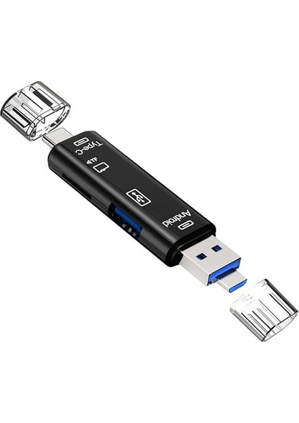 Siyah 5 In 1 Tip C Adaptör Çok Fonksiyonlu USB Mikro Tf Sd Hafıza Kartı Okuyucu Otg Cep Telefonu Bilgisayar Akıllı Telefon Dock Otg Adaptörü (Yurt Dışından)