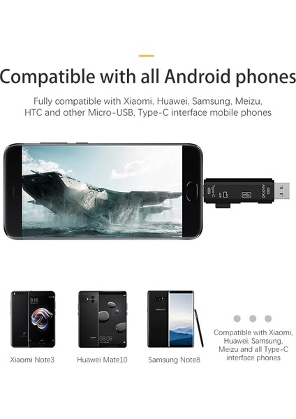 Siyah 5 In 1 Tip C Adaptör Çok Fonksiyonlu USB Mikro Tf Sd Hafıza Kartı Okuyucu Otg Cep Telefonu Bilgisayar Akıllı Telefon Dock Otg Adaptörü (Yurt Dışından)