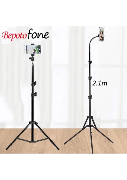 2.1 M Tripod 1.2/1.6/2.1 M Taşınabilir Alüminyum Telefon Dsl Kamera Canlı Tripod Standı Dağı Dijital Kamera Tripodu Desteği iPhone Için LED Halka Işık (Yurt Dışından)